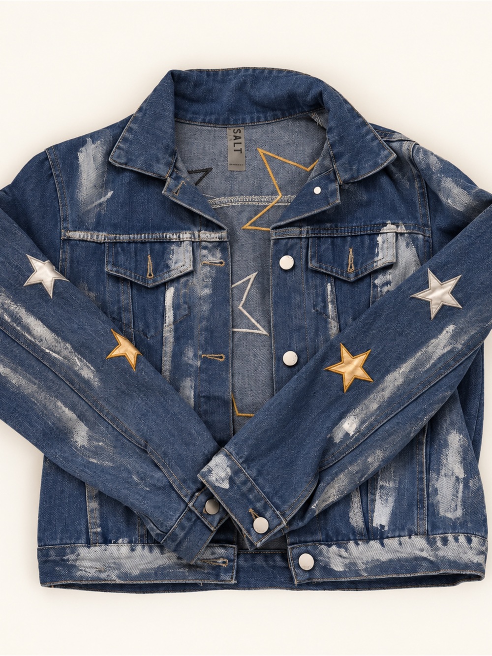 Blue Star-Appliqué Denim Jacket